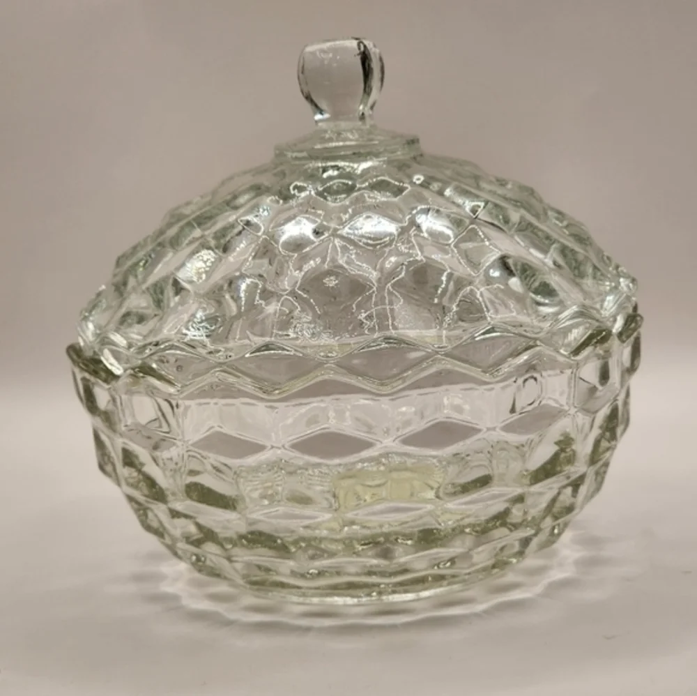 Vintage Clear Indiana Glass American Whitehall Covered Candy Dish With Lid‎